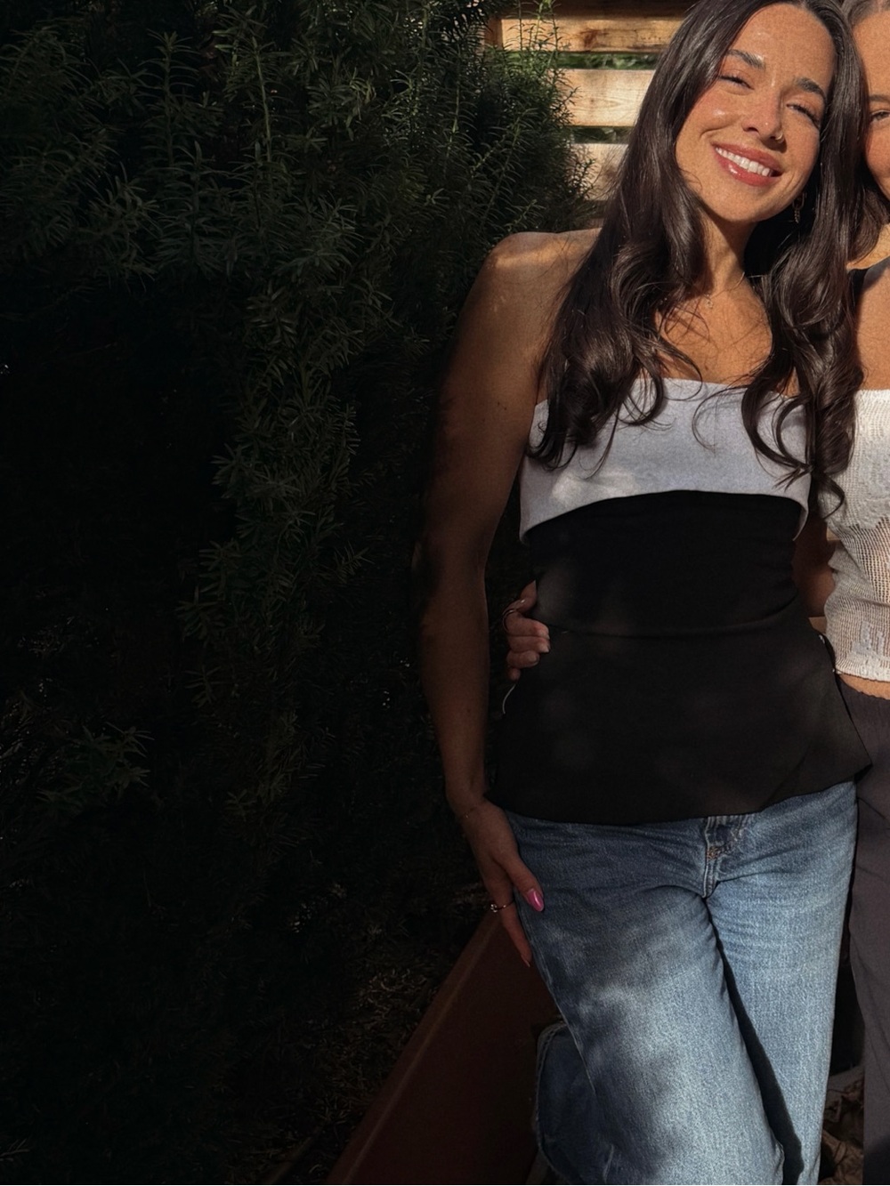 Babaton Element Two-Tone Strapless Tube Top in White and Black